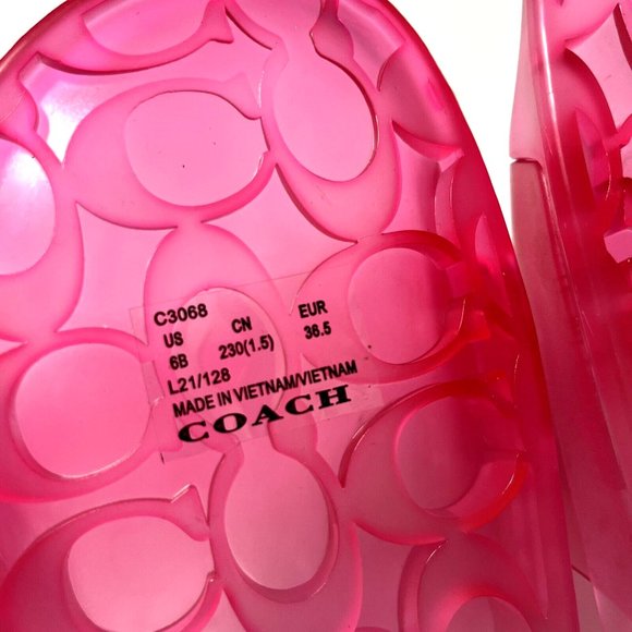 NWOB COACH Ulyssa Transparent Slide Pink Ombre Flats Rubber Pool C3068 - Picture 7 of 8